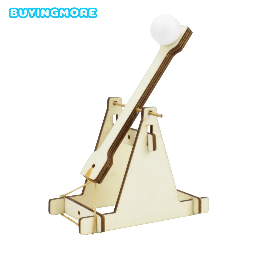 Wooden Catapult Model Kit DIY Trebuchet Educational Science Assembly Building Blocks Toys for Children Physics Experiment Games