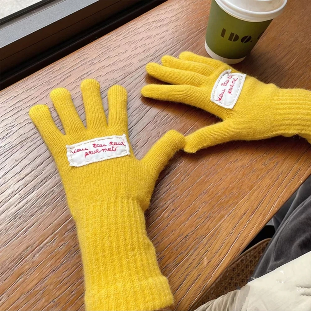 Solid Knit Faux Woolen Women's Gloves Winter Warm Thick Open-toe Split-finger gloves Outdoor Riding Touch Screen Gloves guantes
