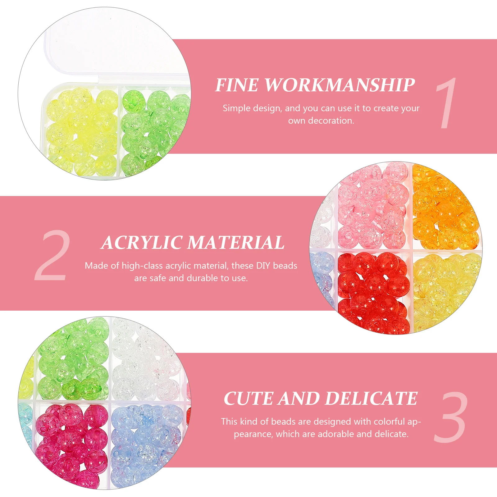 

1 Box Acrylic Crack Texture Beads Colorful Loose Beads for Jewelry DIY Bracelet Necklace Hand-Made Craft Supplies