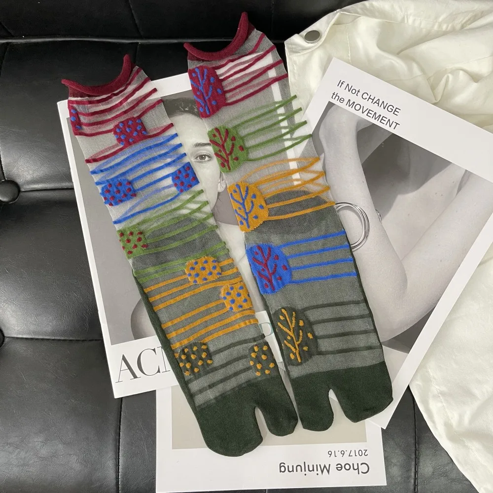 Sommer Ultra-Dünne Kristall Seide Sheer Rüschen Tabi Socken Japanische Frauen Zehensocken Literarische Persönlichkeit Weibliche Zehensocken – Detail 16