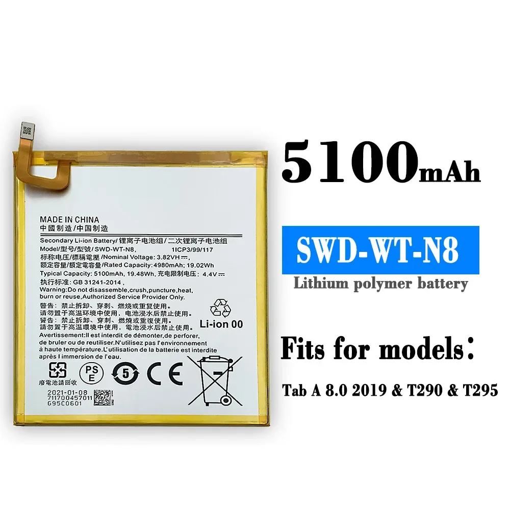 SWD-WT-N8 Tablet Battery For Samsung Galaxy Tab A T295 T290 Genuine 5100mAh Replacement Tablet Battery