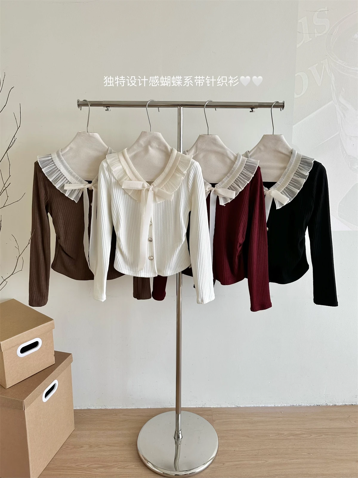 Women Spring Autumn Sweaters Design Y2K Bow Tie Doll collar Knitted Cardigan Fashion Long Sleeve Casual Tops Korean Style New