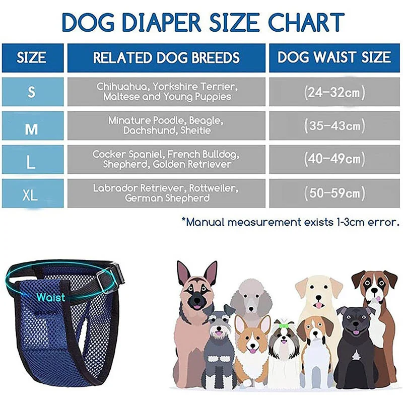 Female Dog Panties with 3 Cotton Pads Reusable Diapers Pet Breathable Mesh Flexible Adjusting Buckle Washable Sanitary Wraps