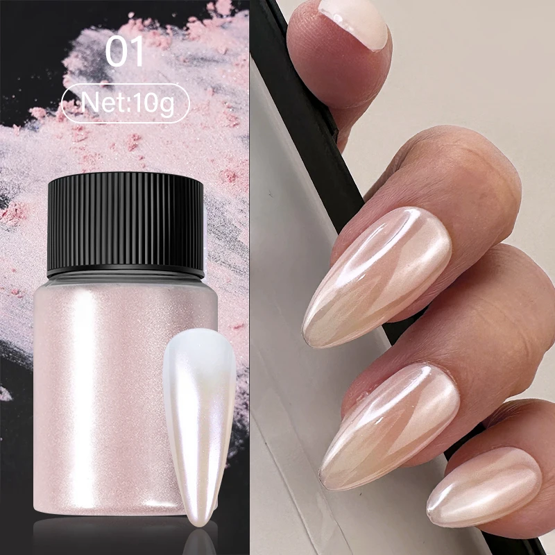 Pink Gold Gradient Powder Pigment Fluorescent Nail Glitter Chrome Auroras Mirror Effect Rubbing Neon Dust UV Gel Polish Manicure