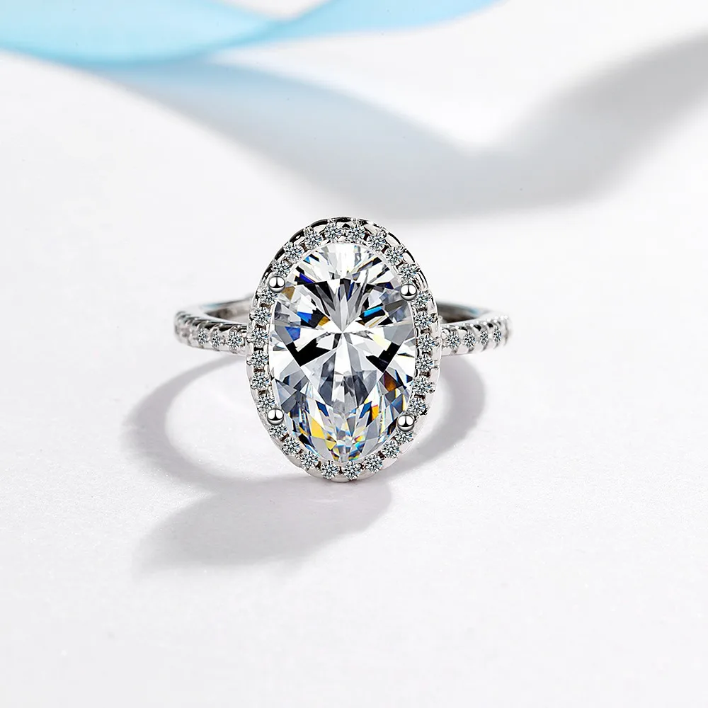 New 925 Sterling Silver 5ct Moissanite Ring Simple for Women Wedding Luxury Jewelry Engagement Charm Party Fashion High Quality
