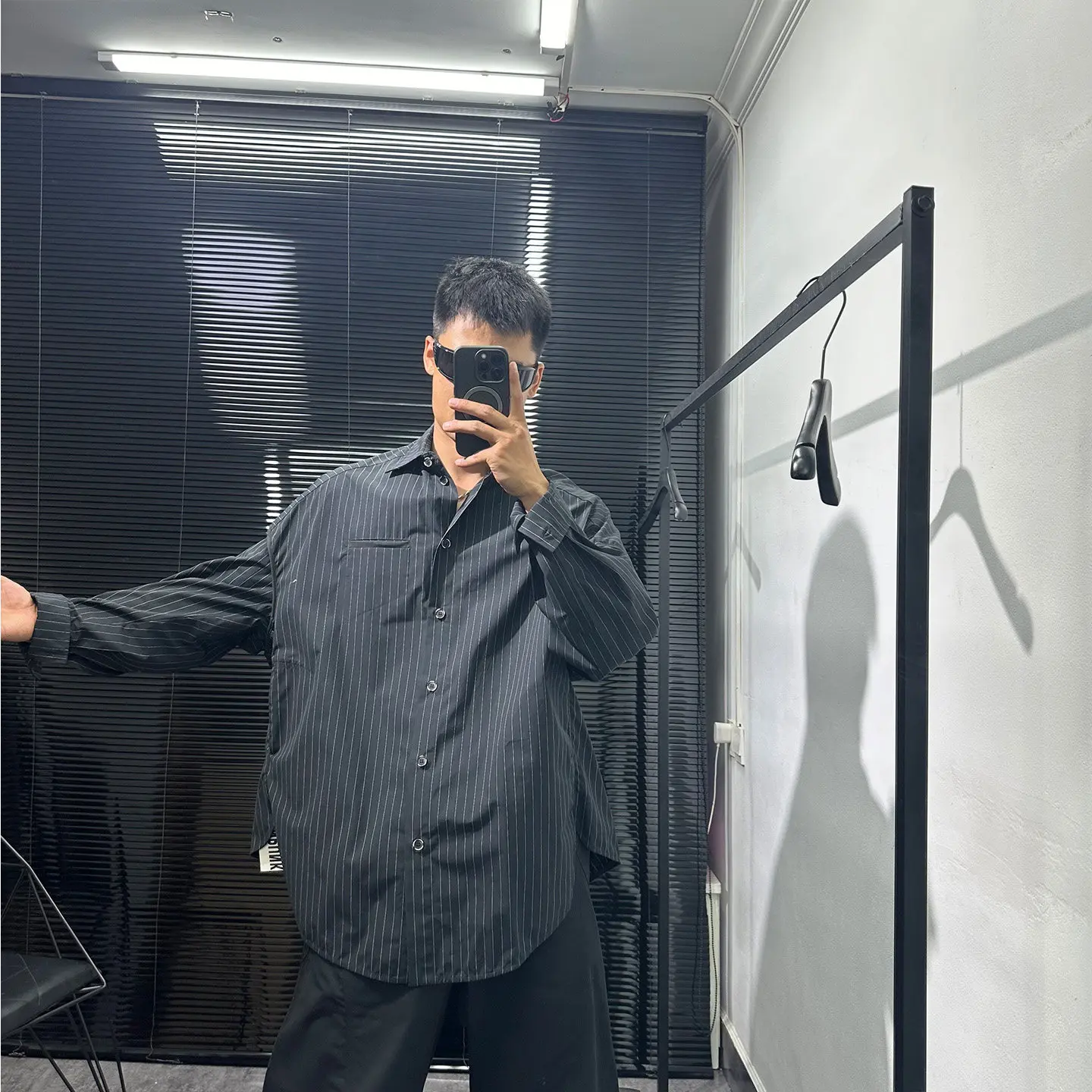 Dark Design Avant-Garde Striped Long-Sleeved Shirt Men's Autumn Fashionable Loose Retro Idle Style Profile