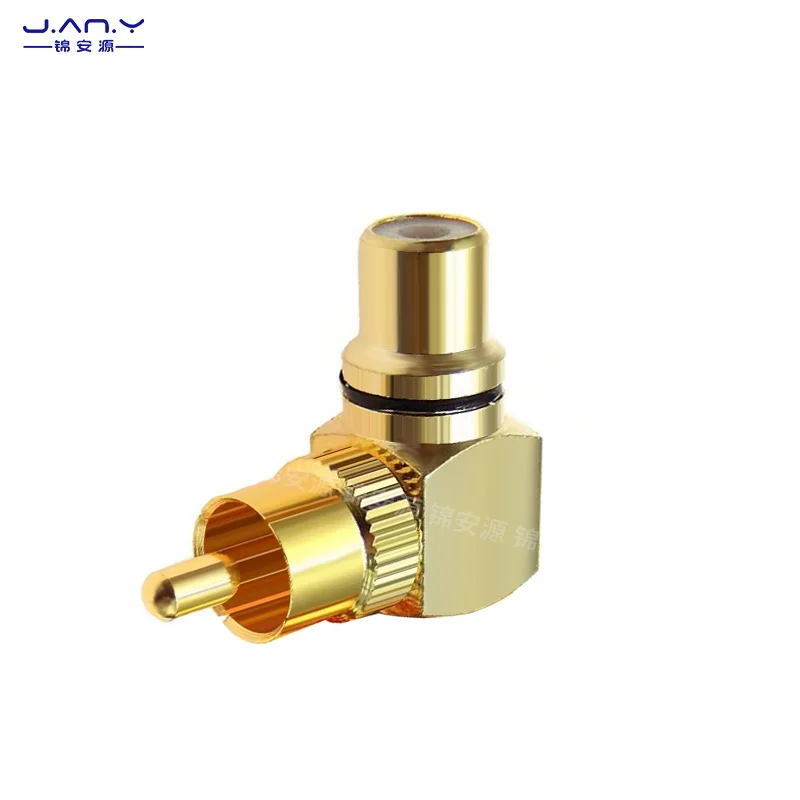 L-type copper gold plated RCA male to female adapter right Angle 90 degree bend AV Lotus audio and video line coaxial signal