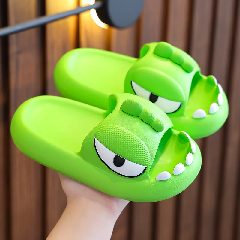 Goosecret Kids Cartoon Shoes Children Dinosaur Slippers Non-Slips Open Toe Home Sandals Bathroom Home Slides Cute Boys Slippers