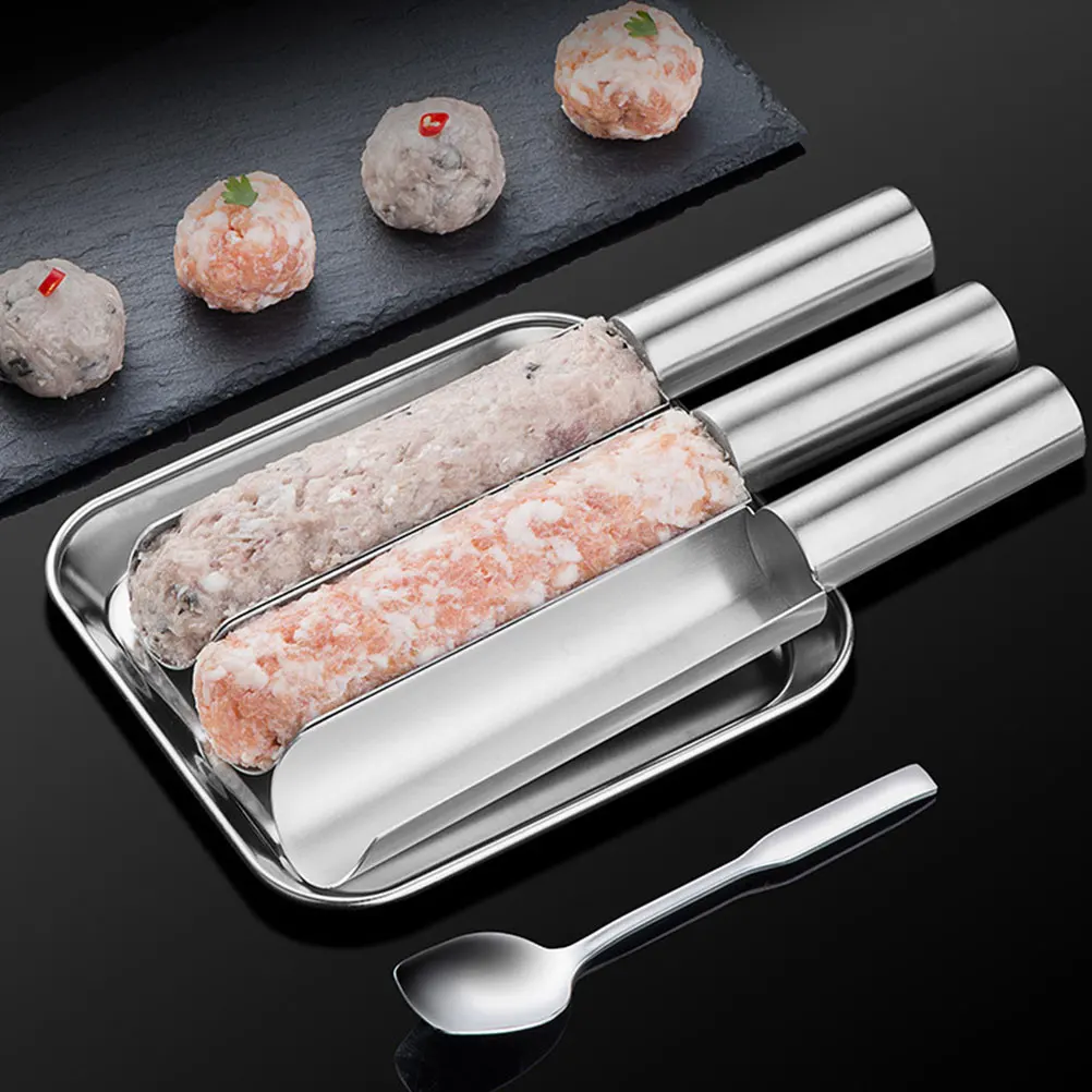 

Stainless Steel Meatball Maker Spoon DIY Shrimp Slide Mold Fish Baller Kitchen Tool Metal Gadgets Lightweight Practical Wear