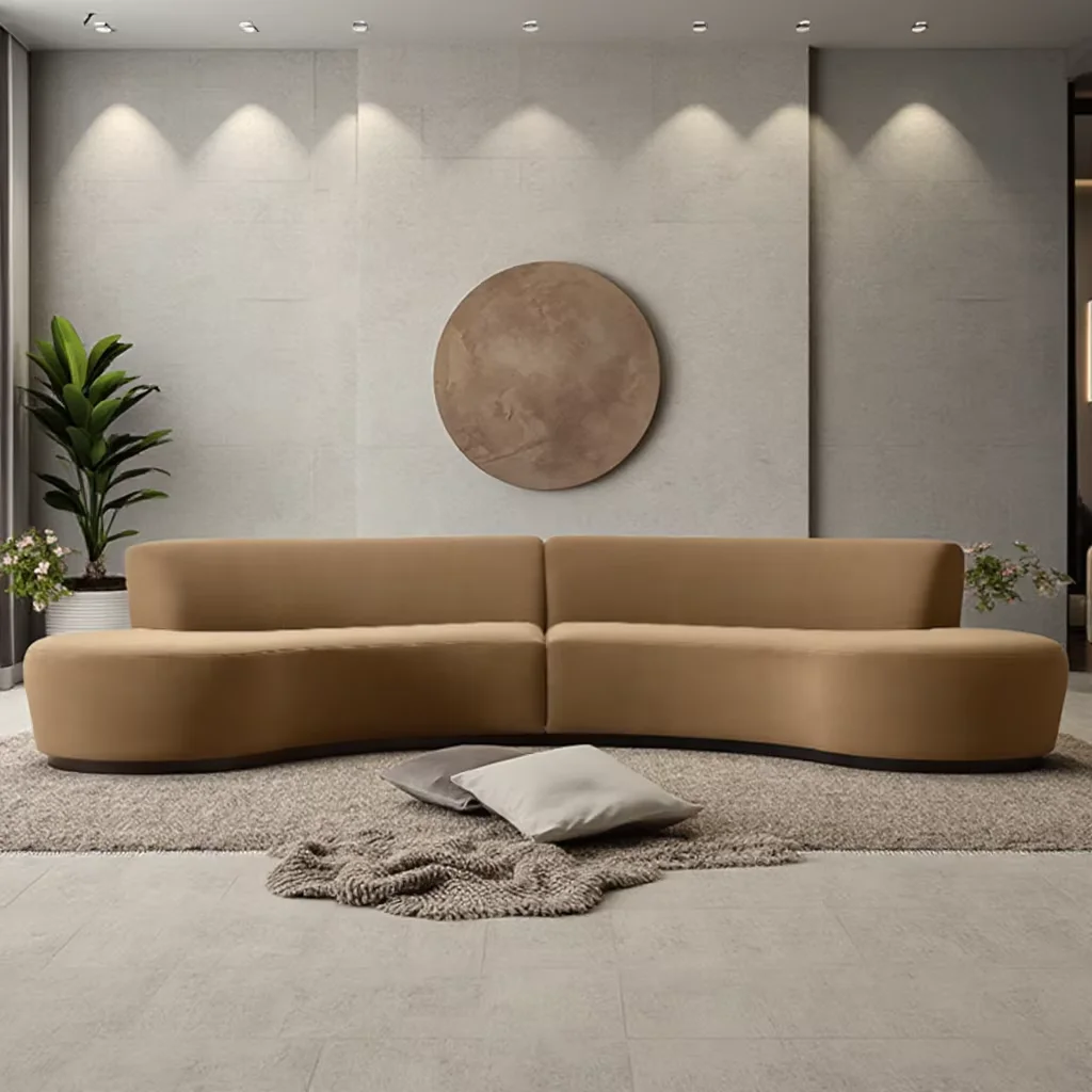 

#Modern Style Luxury Home Fabric Living Room Furniture 2-Piece Curved Sectional Sofa Set