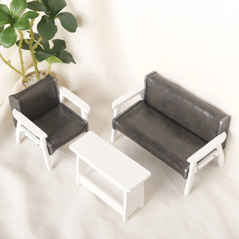 Miniatuur lederen fauteuil model voor poppenhuizen woonkamer decoratie 1 12 schaal speelgoedaccessoires voor huishoudelijk