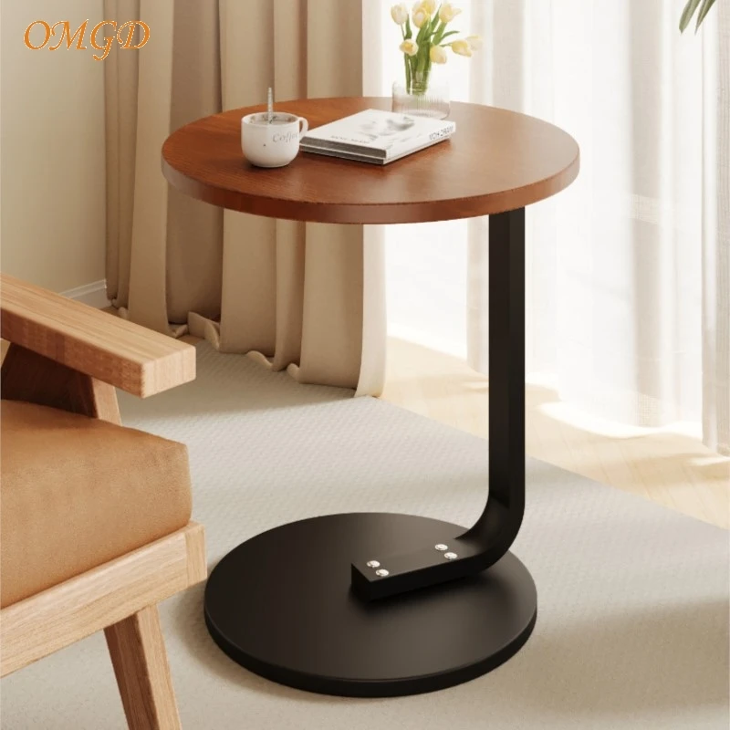 OMGD Living Room Small Round Table Balcony Sofa Next To The Coffee Table Bedroom Bedside Table Removable Simple Shelf News