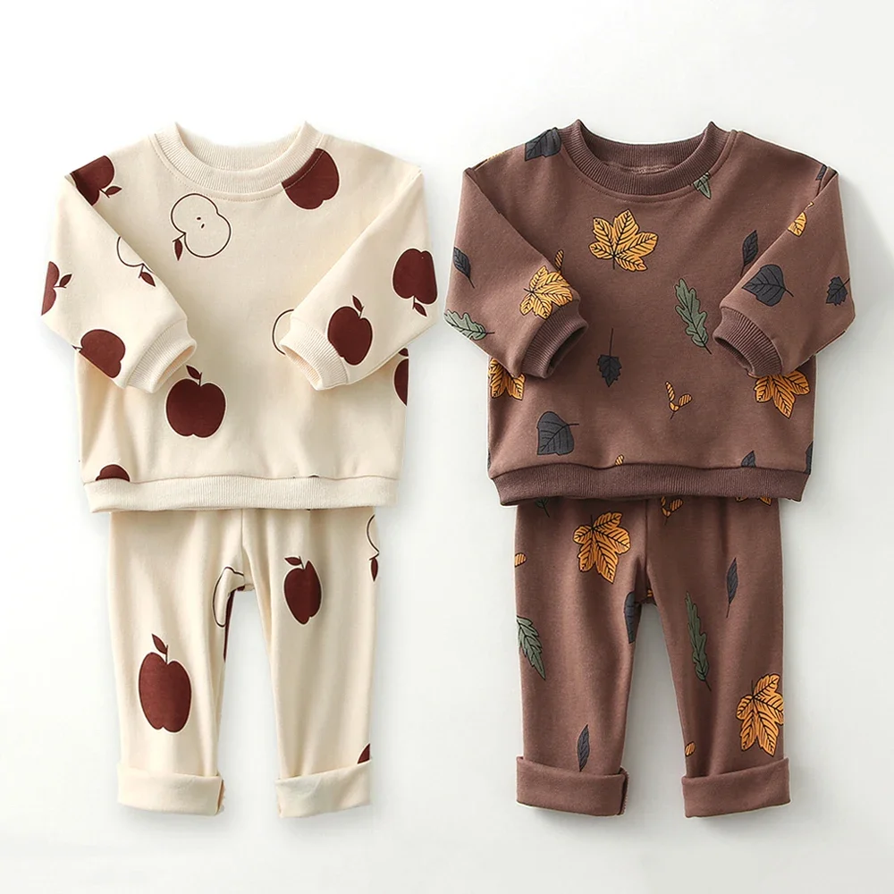 2024 Spring Autumn Baby Boy Girl Outfits Cotton Long Sleeve Sweatshirt + Pants Toddler Clothes Suits