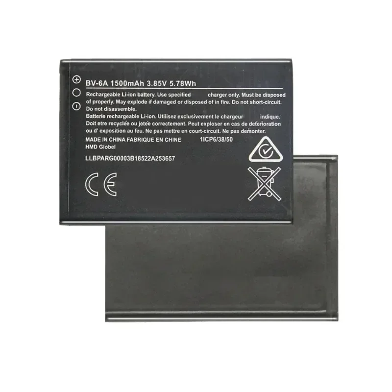 BV-6A 3.85V 1500mAh Replacement Mobile Phone Battery for Nokia Banana 2060 3060 5250 C5-03 8110 4G Batteries