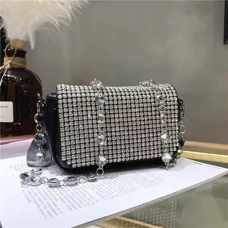 Crystal Shiny Rhinestones Diamond Mobile Phone Bag Luxury Glitter Women's Handbag Lady Purse Shoulder Messenger Bag Casual Bag