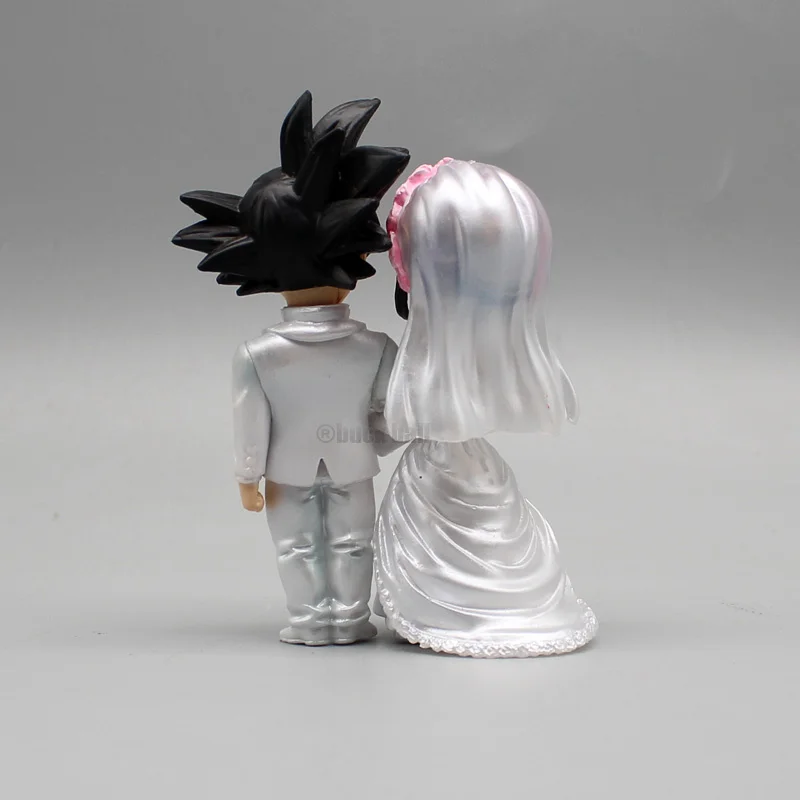 Dragon Ball Anime Figure Son Goku Figures Lg Wedding Goku Chichi Mariage Figurine 9cm Scene Statue Q-Version Pvc Model Doll Toys