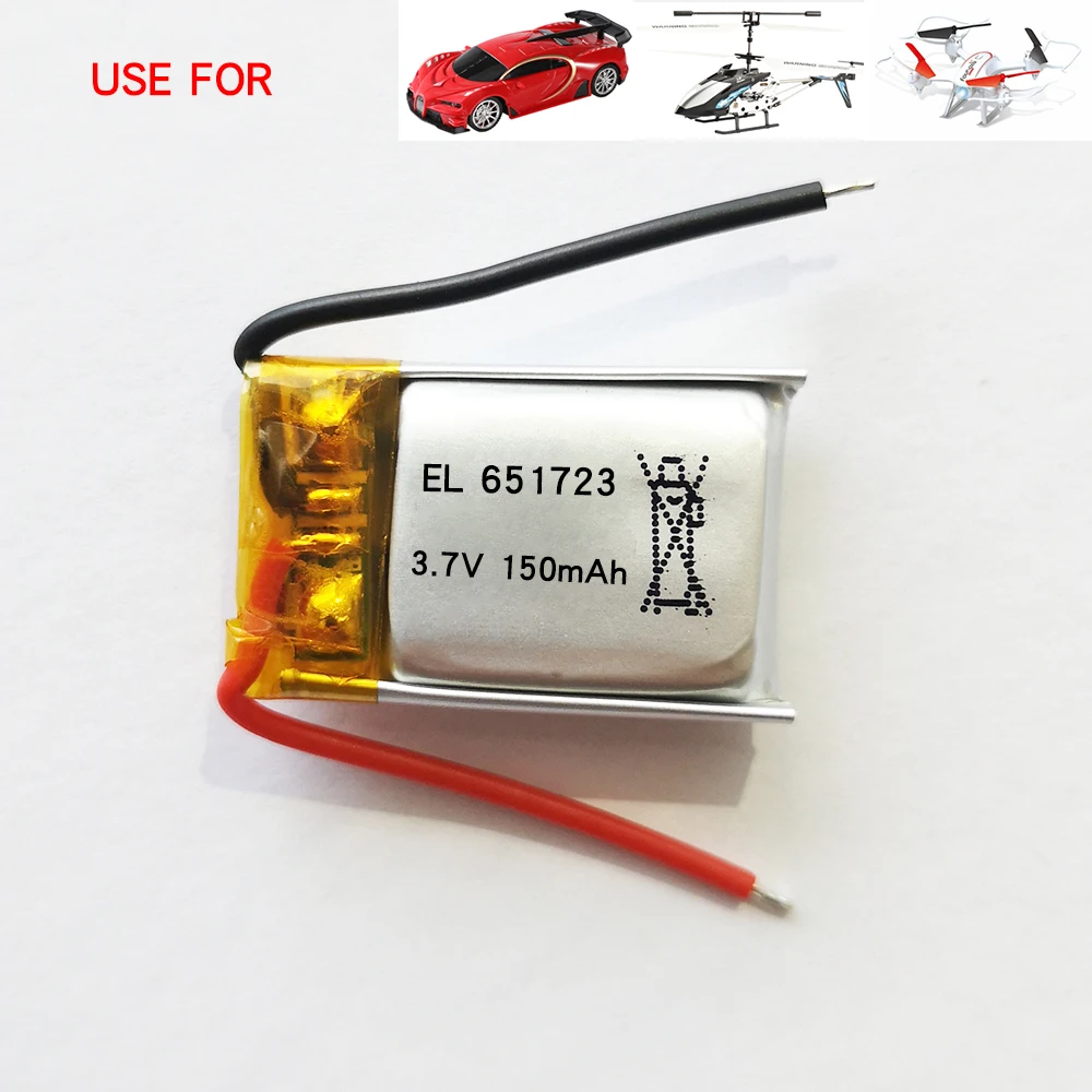 651723 3.7V 150mAh 15C li-Polymer Battery for Syma S105 S107 S107G S108 Skytech M3 m3 S977 Helicopter Car Model Quadcopter