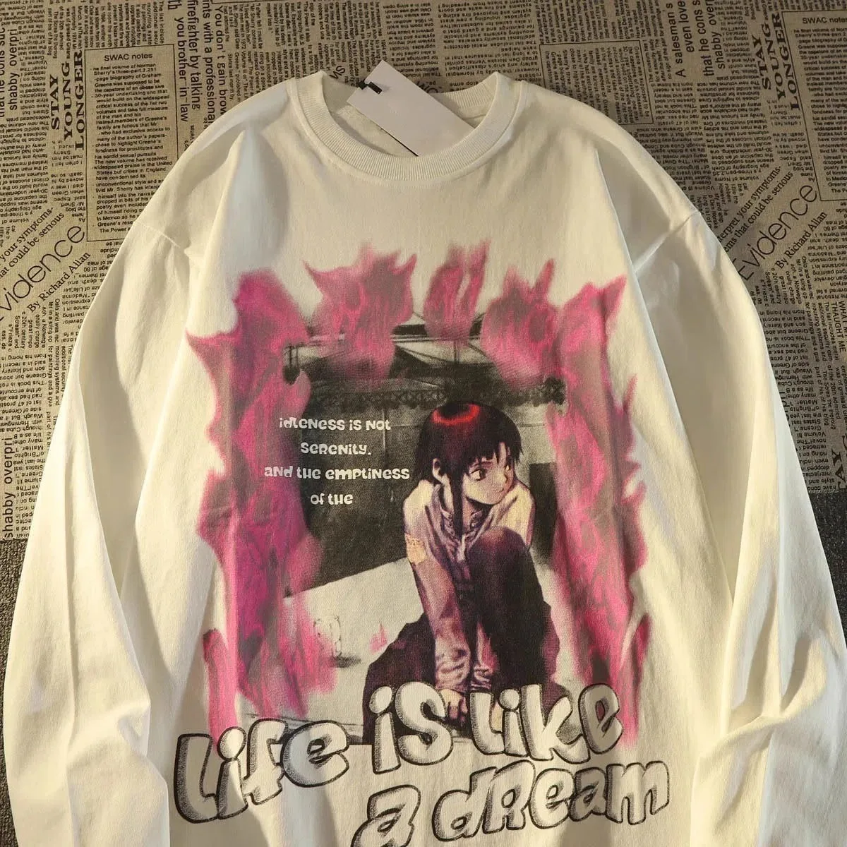 

ZAZOMDE Мужская футболка High Street из 100% хлопка с длинным рукавом из тяжелой ткани, свободная посадка, мягкая на ощупь, городская модная осенняя одежда