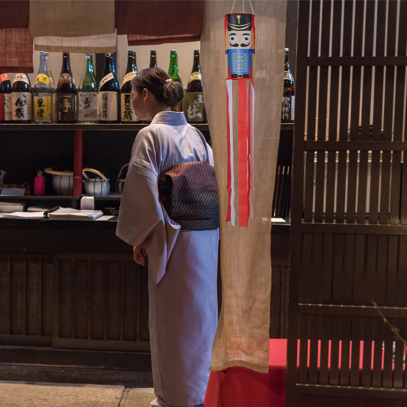 

Hanging Windsock Nutcracker Pattern Outdoor Decorative Flag for Backyard Trees Gardens Office Door Xmas Decoration Adorn