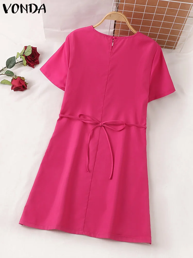 فستان قصير بأكمام قصيرة للنساء ، مطبوع بوهيمي ، طراز عتيق ، كاجوال ، فضفاض ، شاطئ ، موضة صيفية ، من فوندا #5