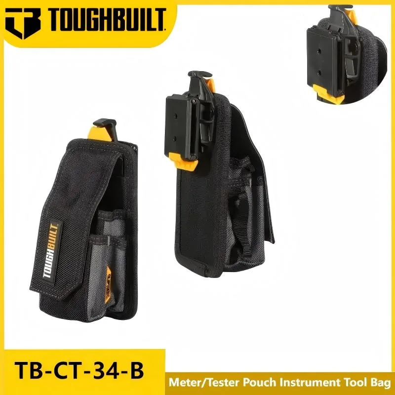 TOUGHBUILT TB-CT-34-B Power Meter Test Kit Tool Belt Universal Utility Pouch Quick-Hang Storage Bag