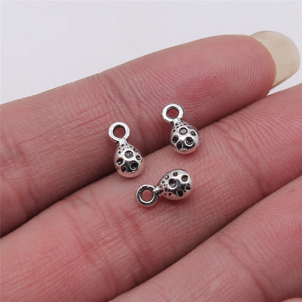 30pcs 5x9mm Twisted Small Water Drop Pendant Charms For Jewelry Making Antique Silver Color Jewelry Accessories