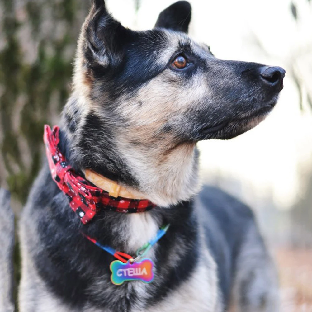 

2Pcs Xmas Pet Collar Set Adjustable Bow Tie Necklace with Christmas Pattern for Dog Cat Stylish Outdoor Indoor Neck Chain