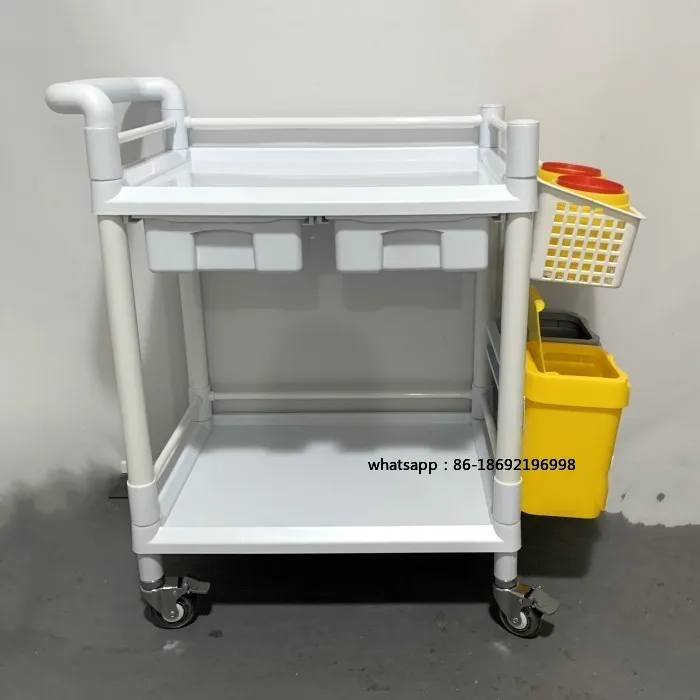 

Медицинская тележка Многофункциональная тележка для медсестры Инструментальная тележка из АБС-пластика Тележка для доставки лекарств Мусорный бак