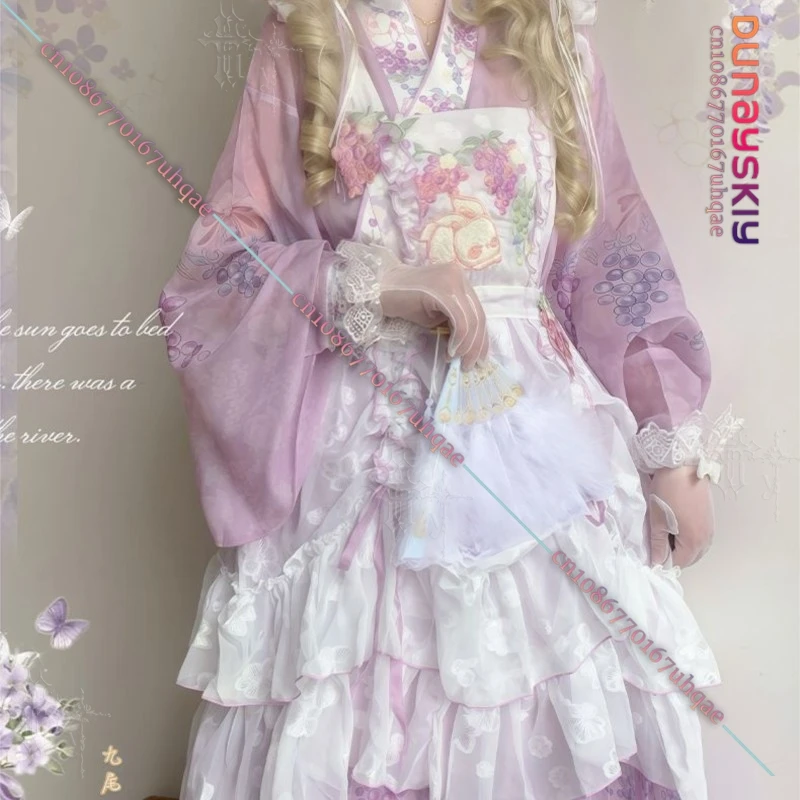 CR7.8*Chinese Western Fusion Green Grape Purple Jacquard Embroidered Drawstring Sheer Summer Lolita Overdress Daily Wear Lolita view 5