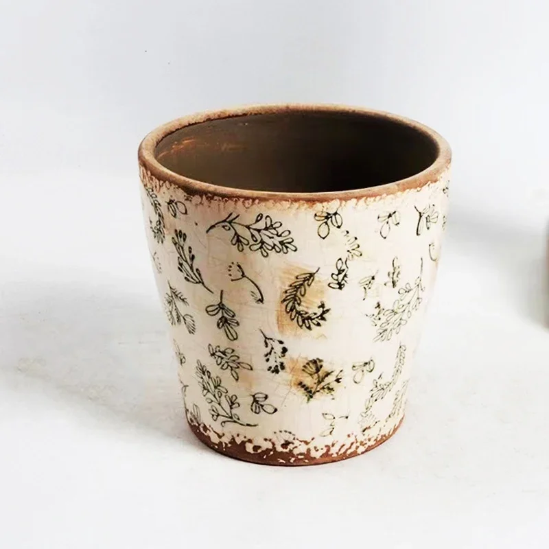 Fresh small floral retro Nordic simple utensil creative pastoral orchid green plant succulent large ceramic flower pot