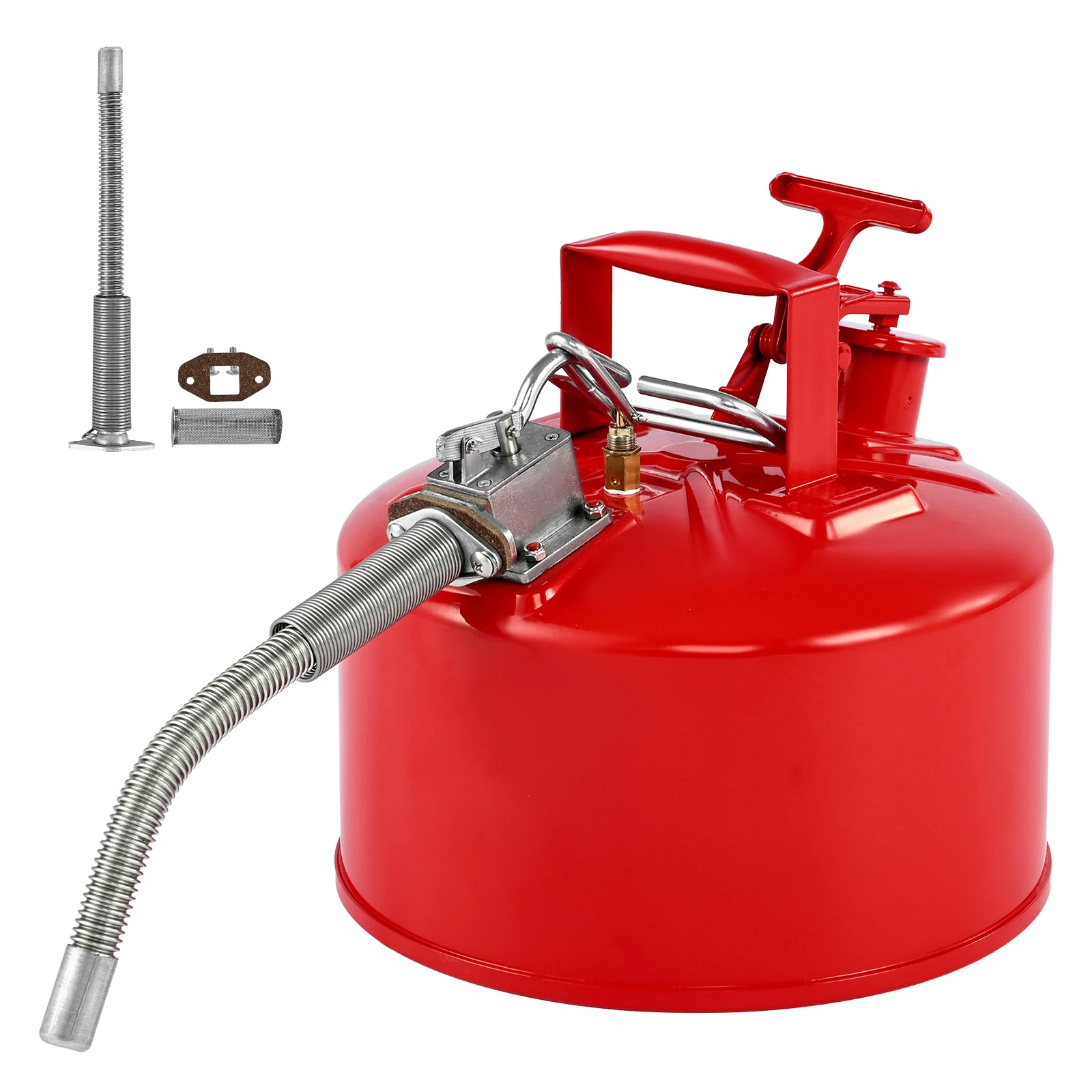 Bidon de carburant de sécurité SucceBuy 2,5/5 gallons, type II, rouge, avec couvercle auto-fermant et bec verseur métallique flexible, pour stockage de diesel et d'essence