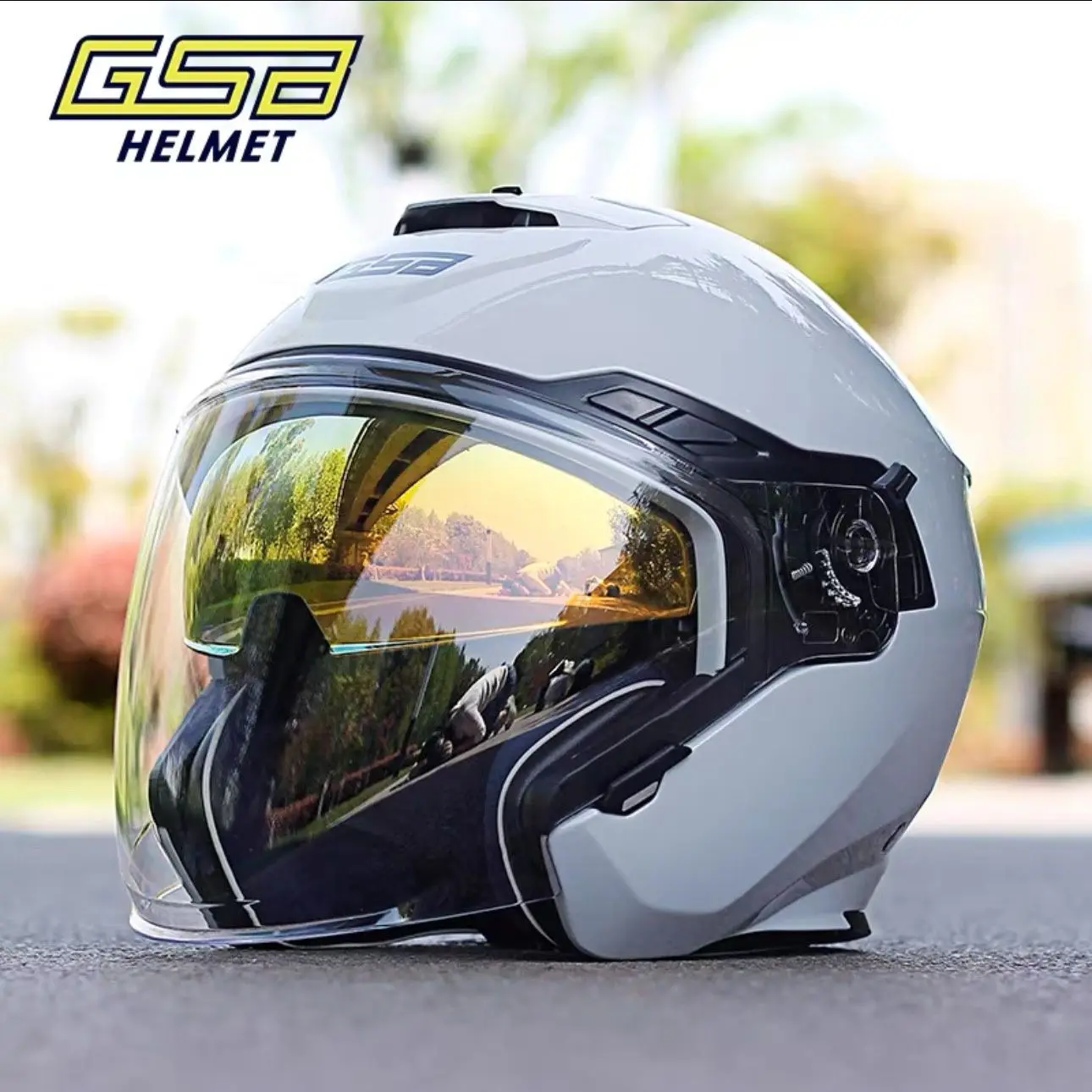 GSB 263 Motorcycle Helmet Dual Lens Half Capacete Electric Motobike Scooter Case moto Motocross Street Men Knight Casque