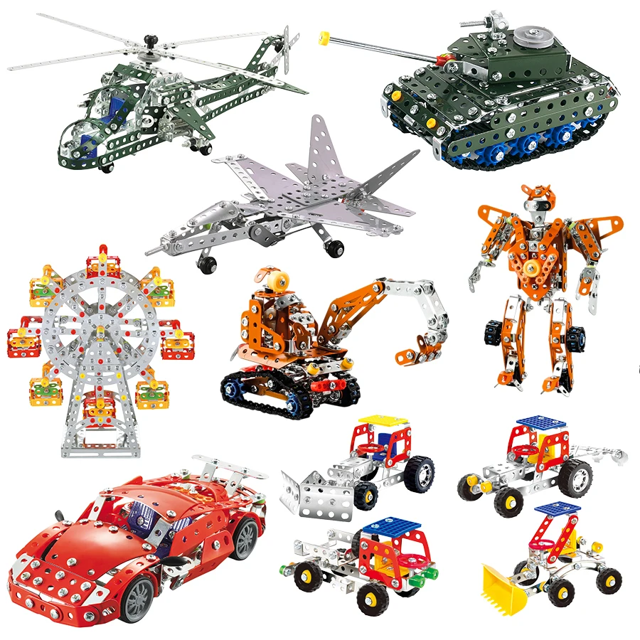 Creative Metal Assembly Engineering Vehicle Simulation Screw Nut Building Block Model Children's Educational Toys For Boys Girls