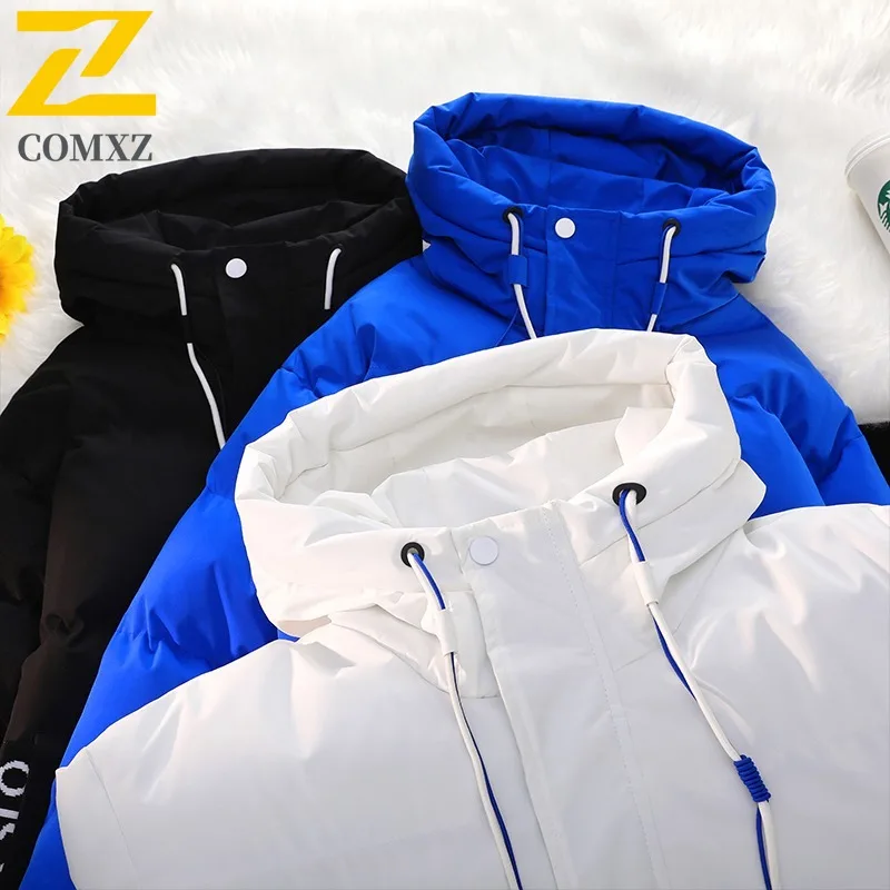 COMXZ Giacca da uomo con cappuccio Giacca trapuntata innevata da viaggio leggera coreana alla moda 2025 Cappotto imbottito caldo di alta qualità per esterni