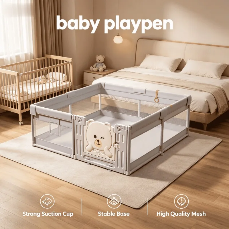 

BPA Free Easy Setup Portable Foldable Safety Gate 6 Panel Indoor Toddler Play Yard Home Safety Fence Playpen Baby Baby Playpen