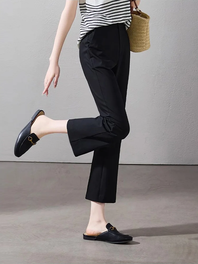 

Женские расклешенные брюки Bla, утягивающие драпированные брюки небольшого размера, повседневные спортивные брюки для йоги, брюки Seven Nine с высокой талией