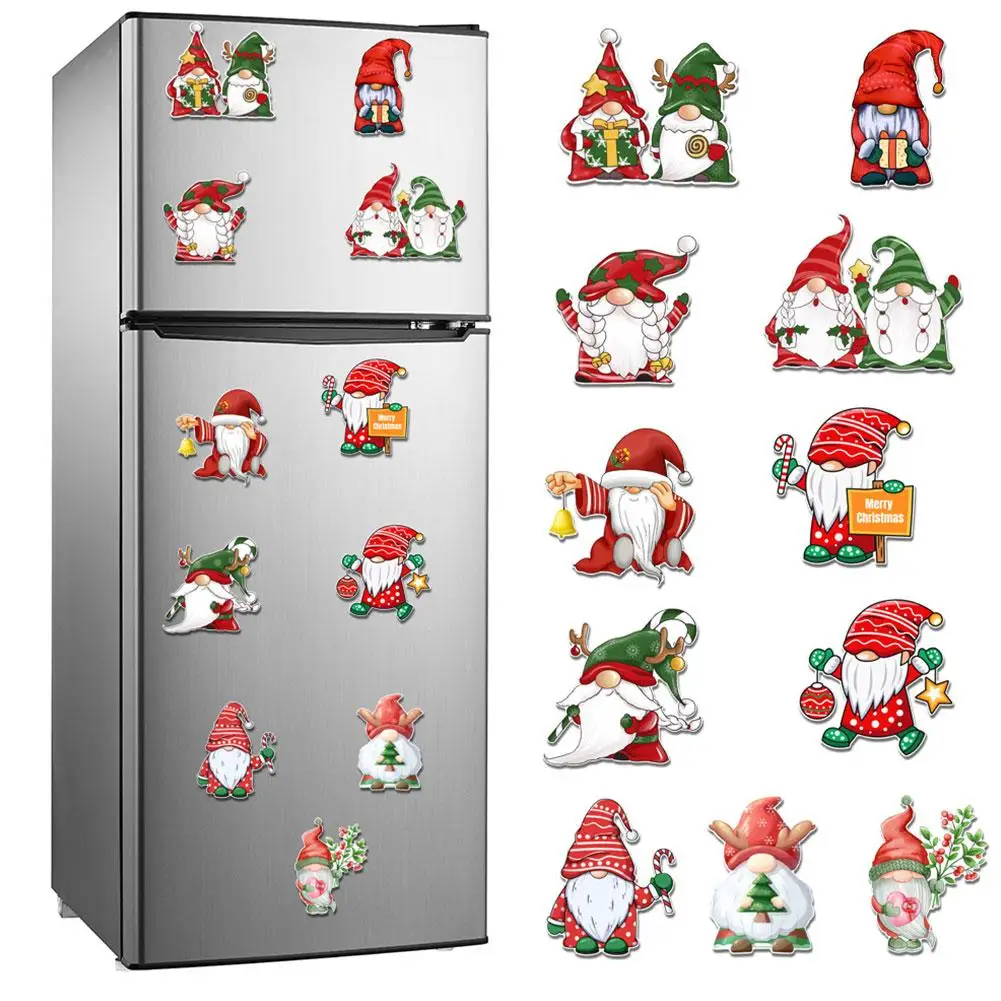 3D Christmas Tree Santa Claus Candy Gift Box Refrigerator Refrigerator Background Magnets Beautify Wall Stickers Decorative S4J2