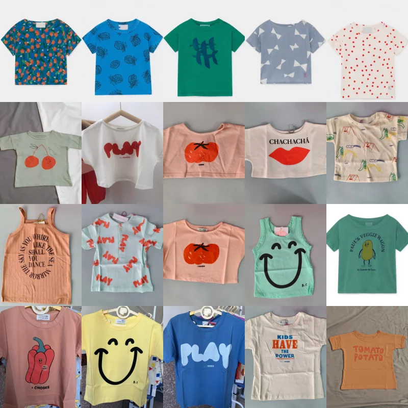 In Stock Summer BC Children's Short Sleeved T-shirt, Boys' Printed Short Sleeved Base Shirt, Girls' Top