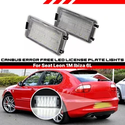 2pcs Car LED Number License Plate Lights Error Free For Seat Ibiza 6L ab Arosa Altea Cordoba MK1 MK2 Leon 1M Toledo 5P 2004-2009