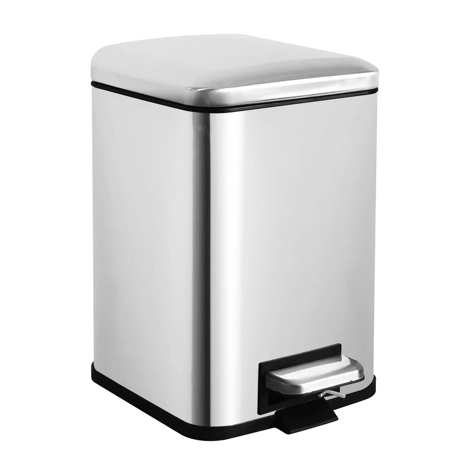 

Small Bathroom Trash Can with Lid Soft Close, Step Pedal, 6 Liter / 1.6 Gallon Stainless Steel Garbage Can with, Customized