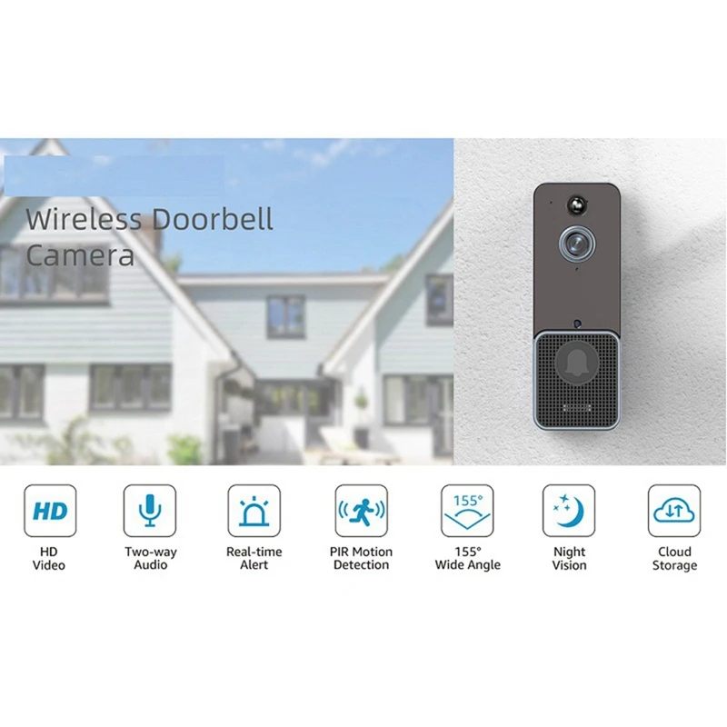 Wireless Wifi Video Doorbell Camera PIR Human Detection Cloud Storage Outdoor Door Bell Intercom Smart Home(Without) Durable