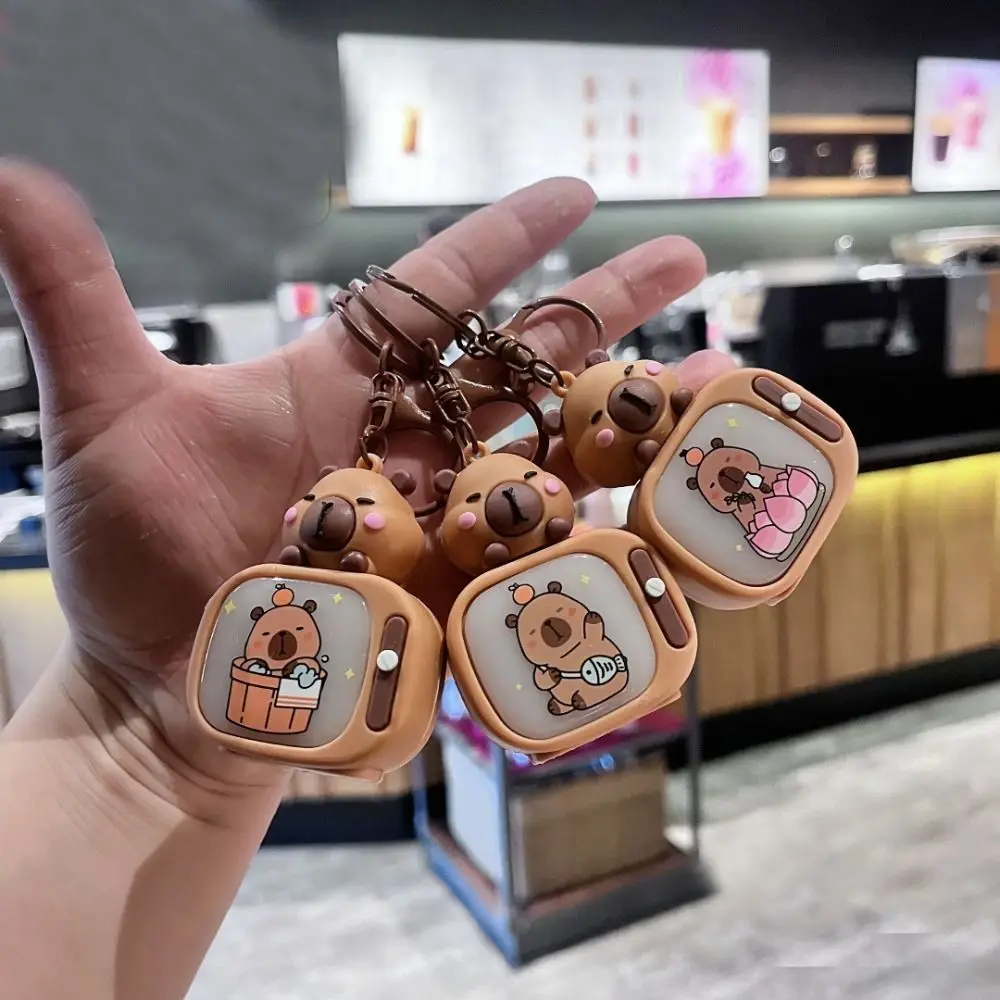 Creative Lighting Luminous Capybara Keychain Mini Funny Gift Animals Key Ring Backpack Hanging Pendants