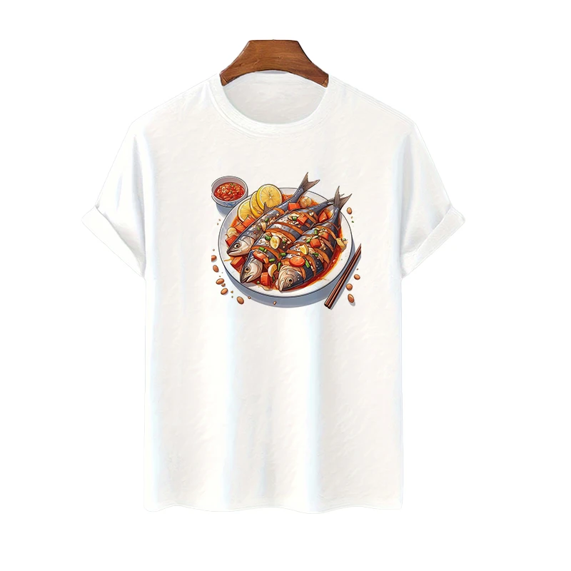 

Pure Cotton Women's T-shirt Tempting Food Printing Classic Fashion Cute Top Oversized Y2k Suitable For Work Daily Dating