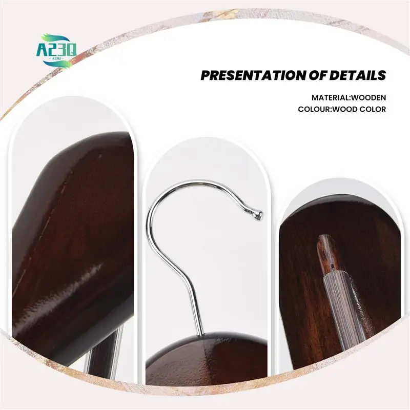 

A23Q-Wide Shoulder Wooden Hangers 6 Pack With Non Slip Pants Bar - Smooth Finish Solid Wood Suit Hanger Coat Hanger