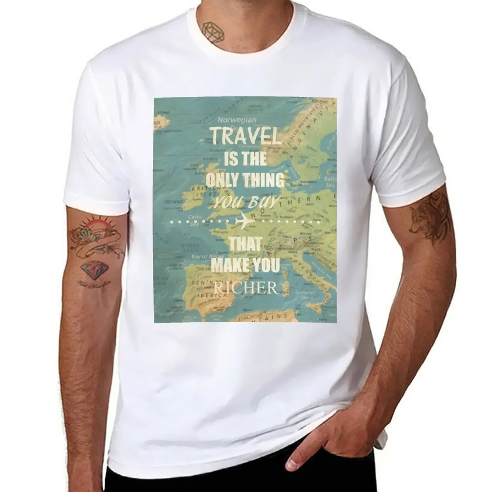 New Travel is the only thing you buy that make you richer T-Shirt Short t-shirt Blouse mens graphic t-shirts hip hop