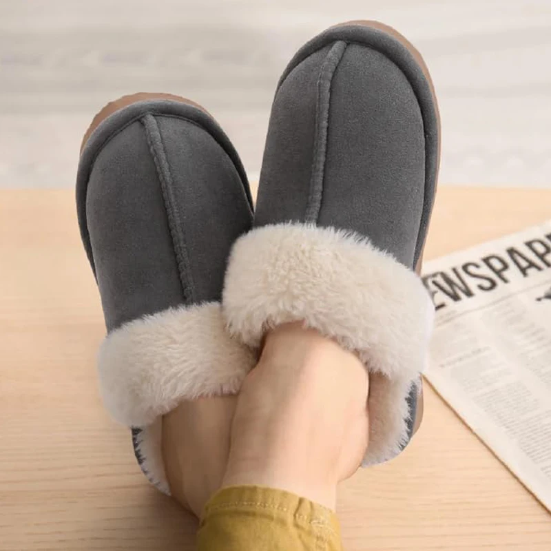 Litfun Fuzzy Women Slippers Winter Comfort House Fur Slippers Cozy Bedroom Fuzzy Slides Outdoor Fashion Platform Plush Slippers