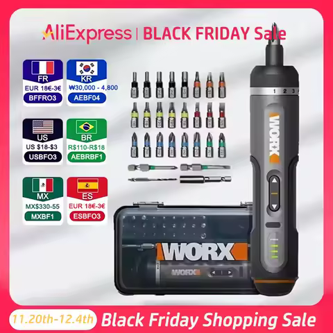 WORX WX242 Mini Electrical Screwdriver Set Smart Cordless Electric Screw Driver Rechargeable With 30 Bit Set Power Drill Tools