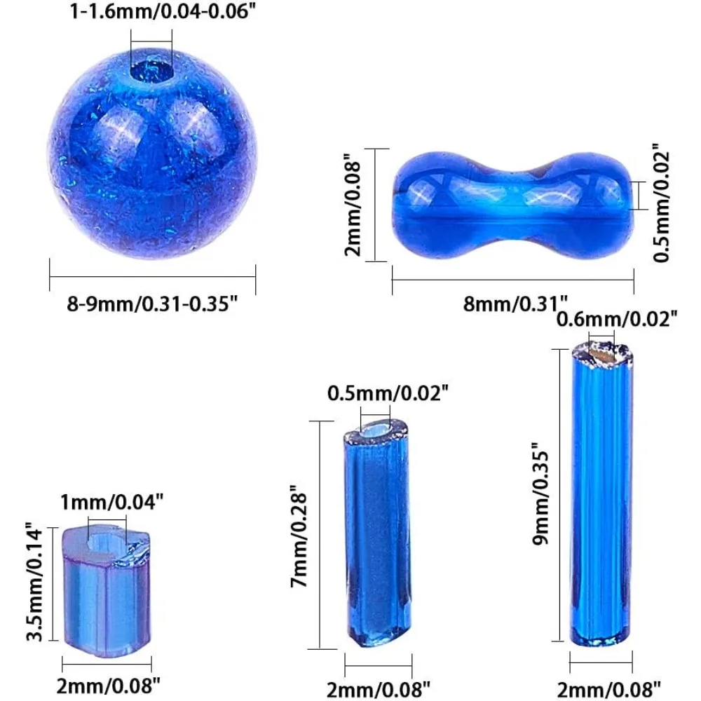 345 قطعة Rondelle خرز زجاجي أزرق ملكي مع أنبوب 60 جرام خرز زجاجي أزرق 6 مللي متر 8 مللي متر 9 مللي متر 10 مللي متر لصنع المجوهرات مع صندوق حاوية