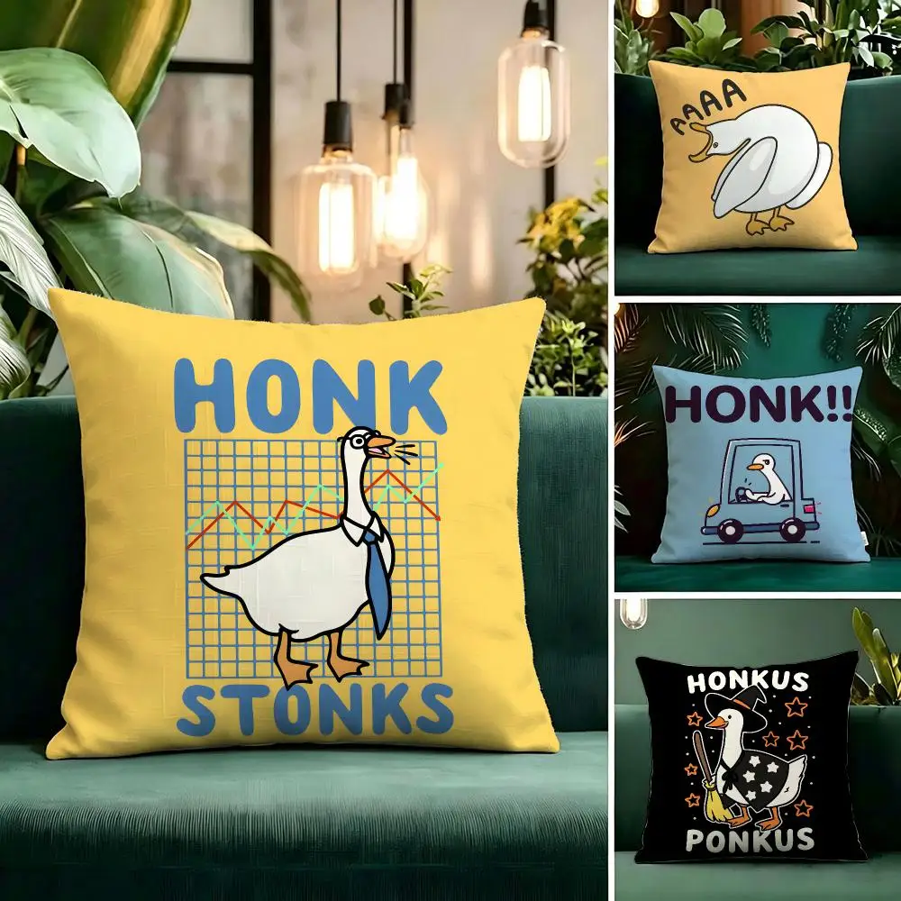 Surrounding area Honk Goose Cushion Cover Linen Pillow Cover Invisible Zipper para Sofa Silla de Oficina