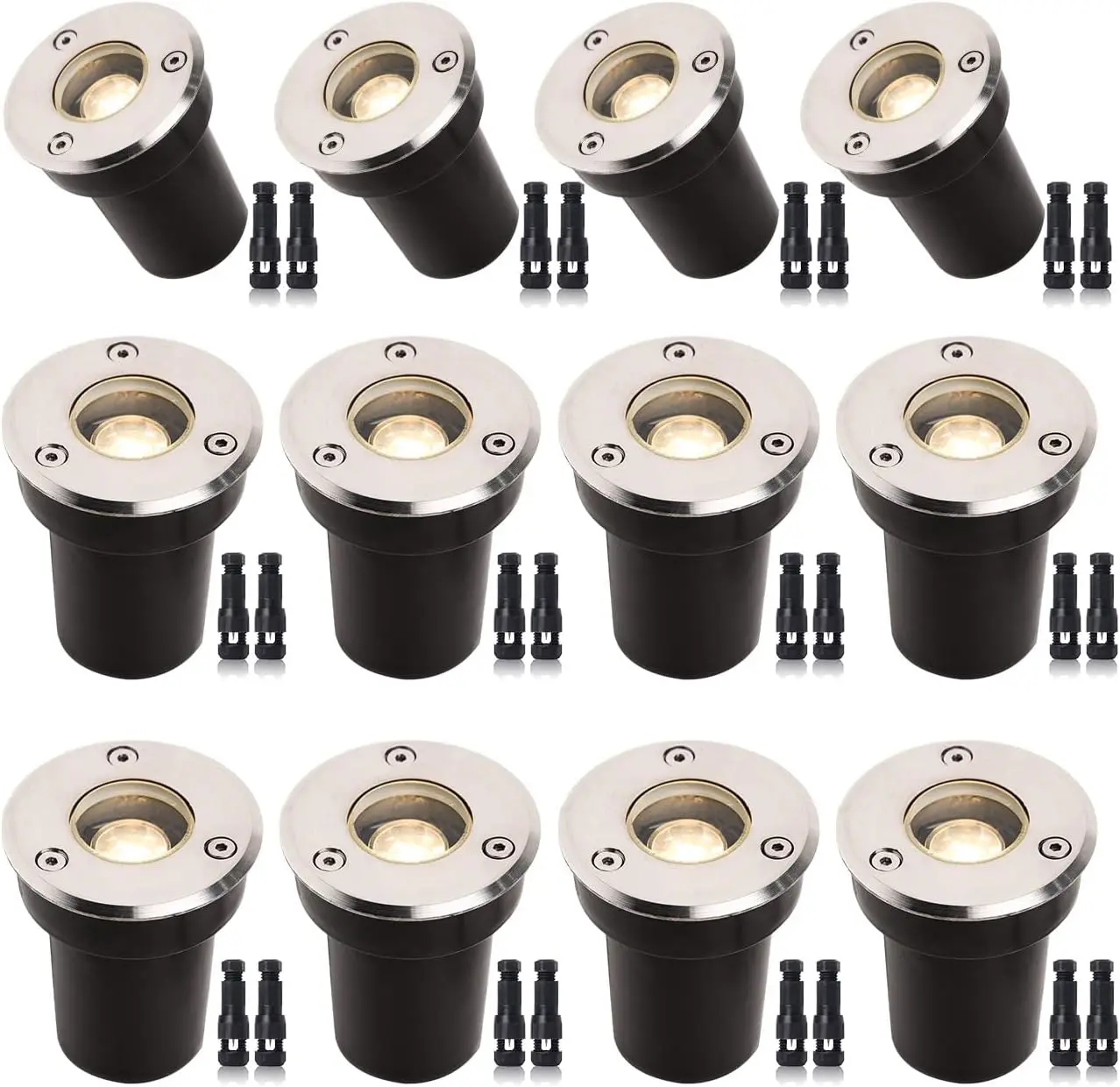 

Набор из 12 светодиодных ландшафтных светильников 1 Вт с низким напряжением, с проводными соединителями, водонепроницаемые встраиваемые светильники для сада, подъездной дорожки, террасы